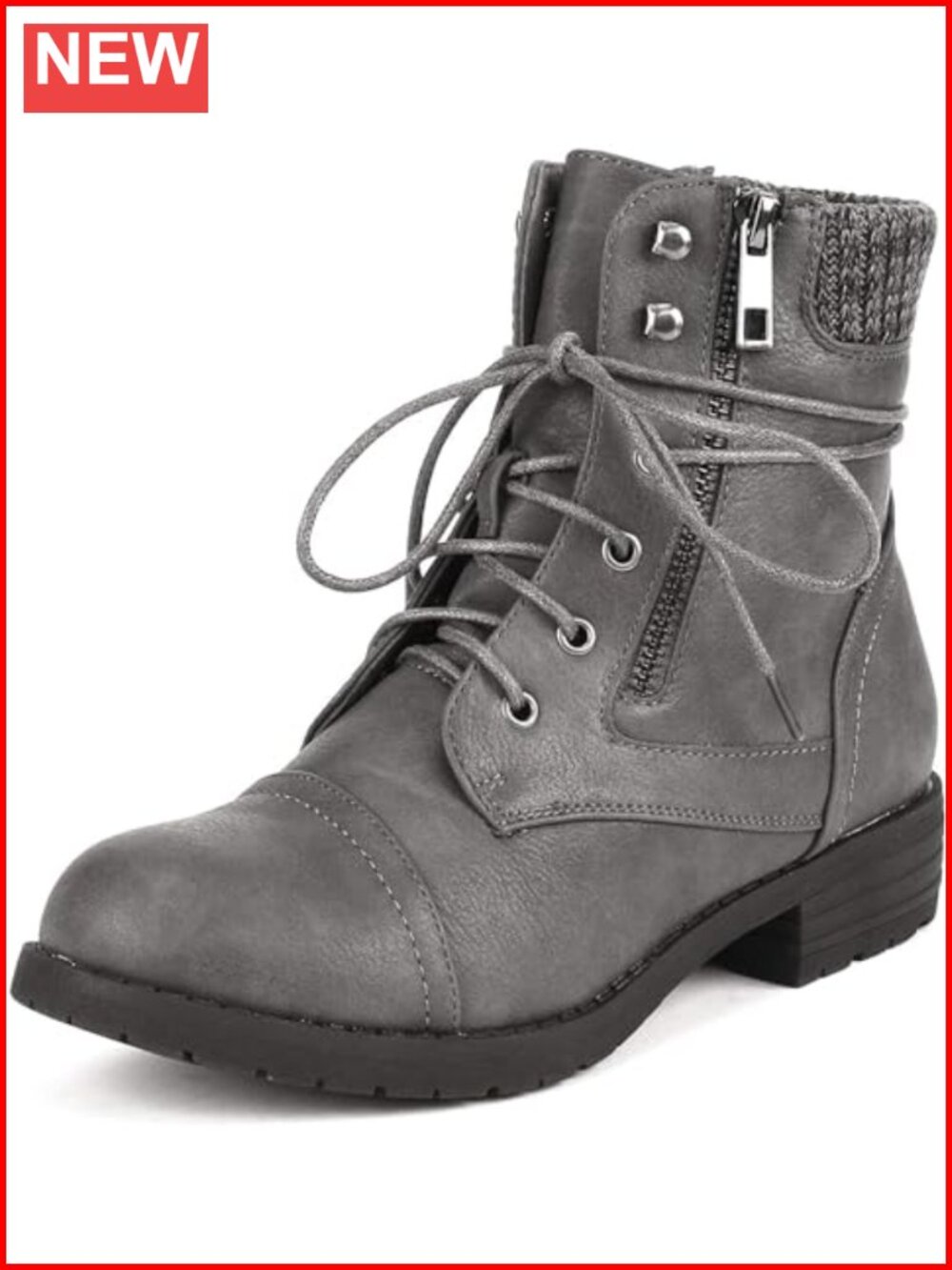 Women's Lace Up Combat Boots Faux Leather Ankle Booties